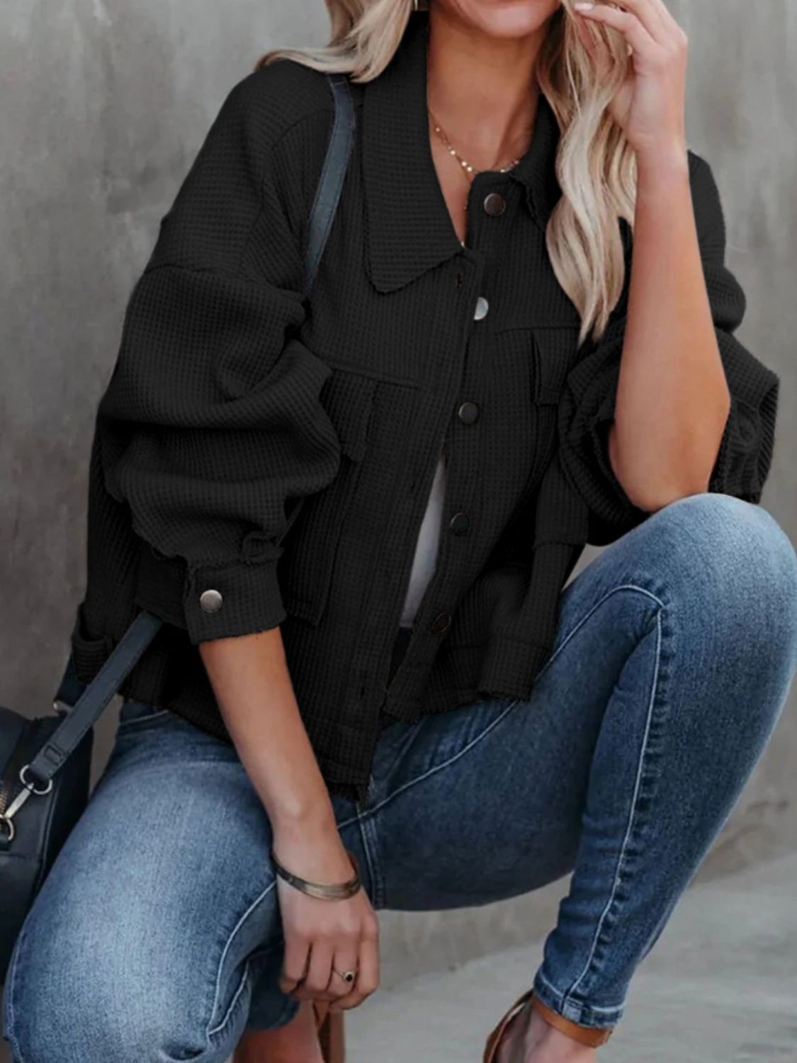 Button Up Long Sleeve Jacket-Angel Casuals