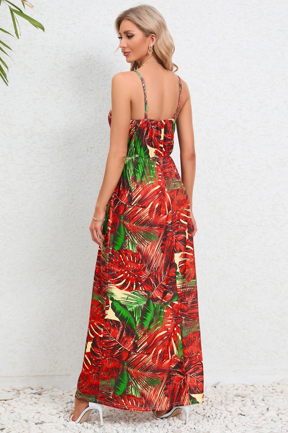 Printed Surplice Maxi Cami Dress-Angel Casuals