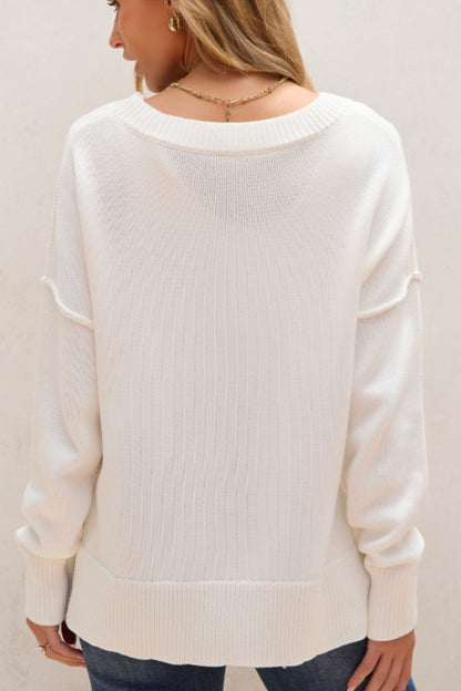 US Flag Side Slit Drop Shoulder Sweater-Angel Casuals