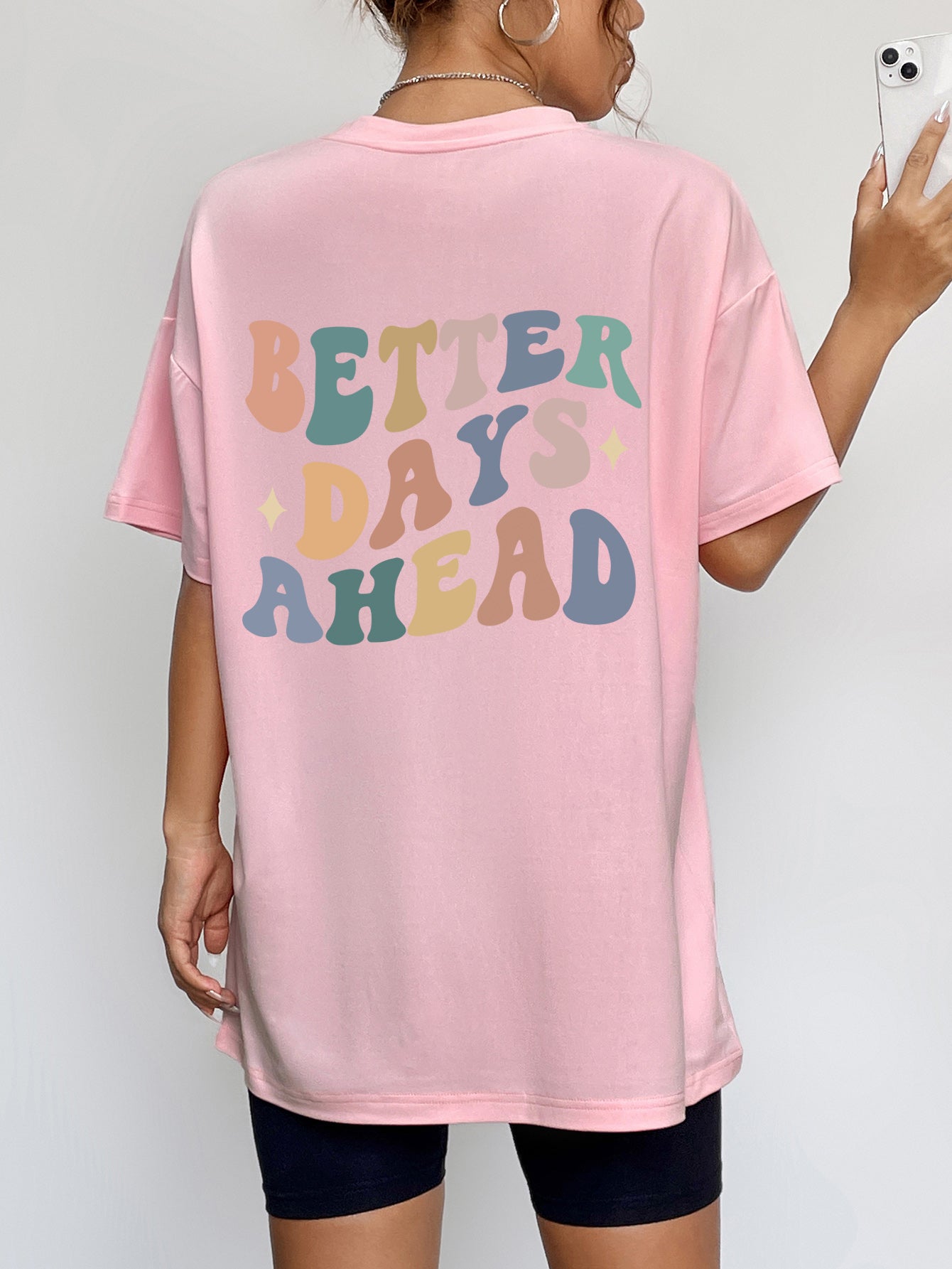 BETTER DAYS AHEAD Round Neck T-Shirt-Angel Casuals