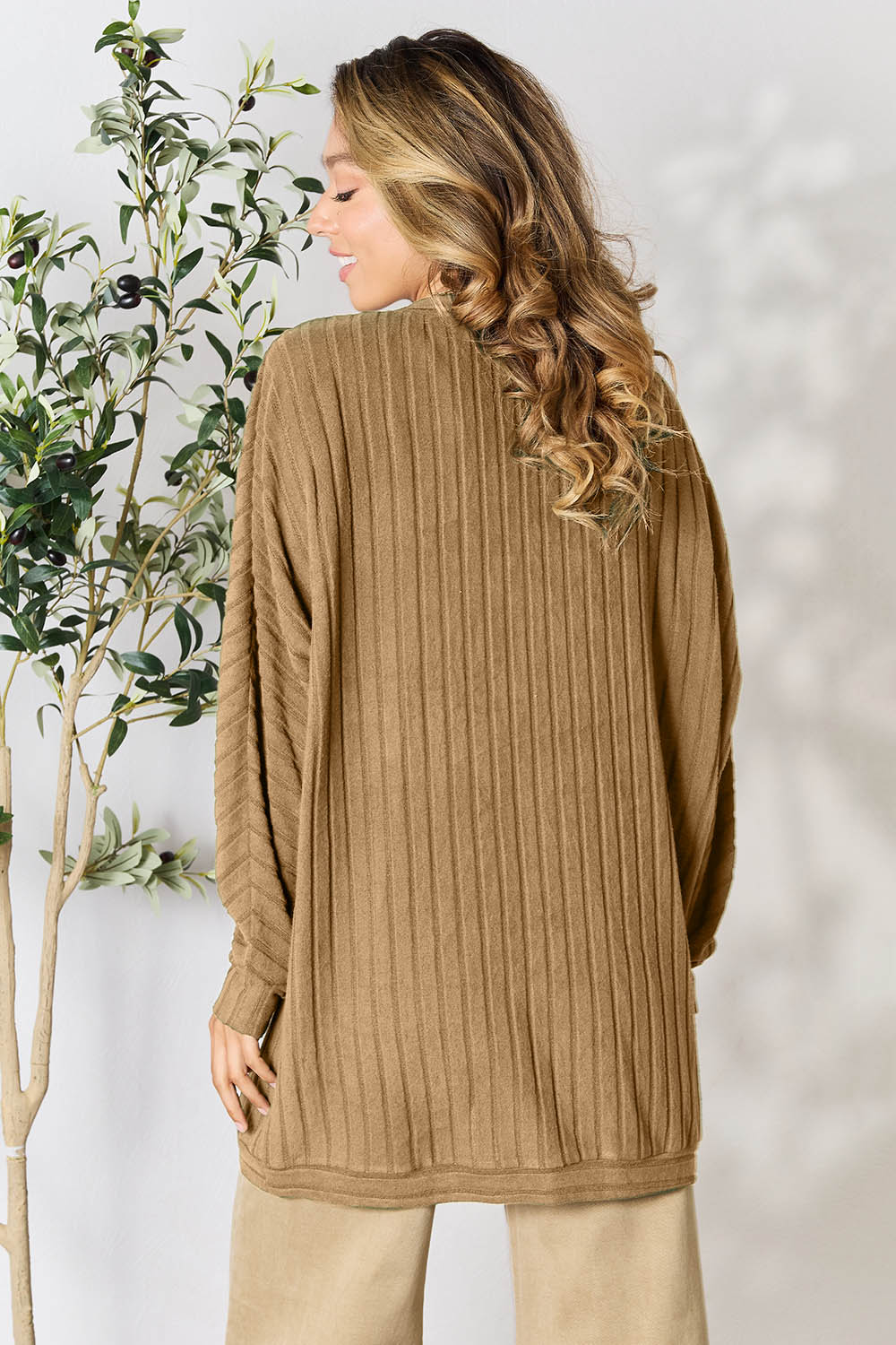 Basic Bae Full Size Ribbed Cocoon Cardigan-Angel Casuals