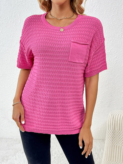 Round Neck Half Sleeve Knit Top-Angel Casuals
