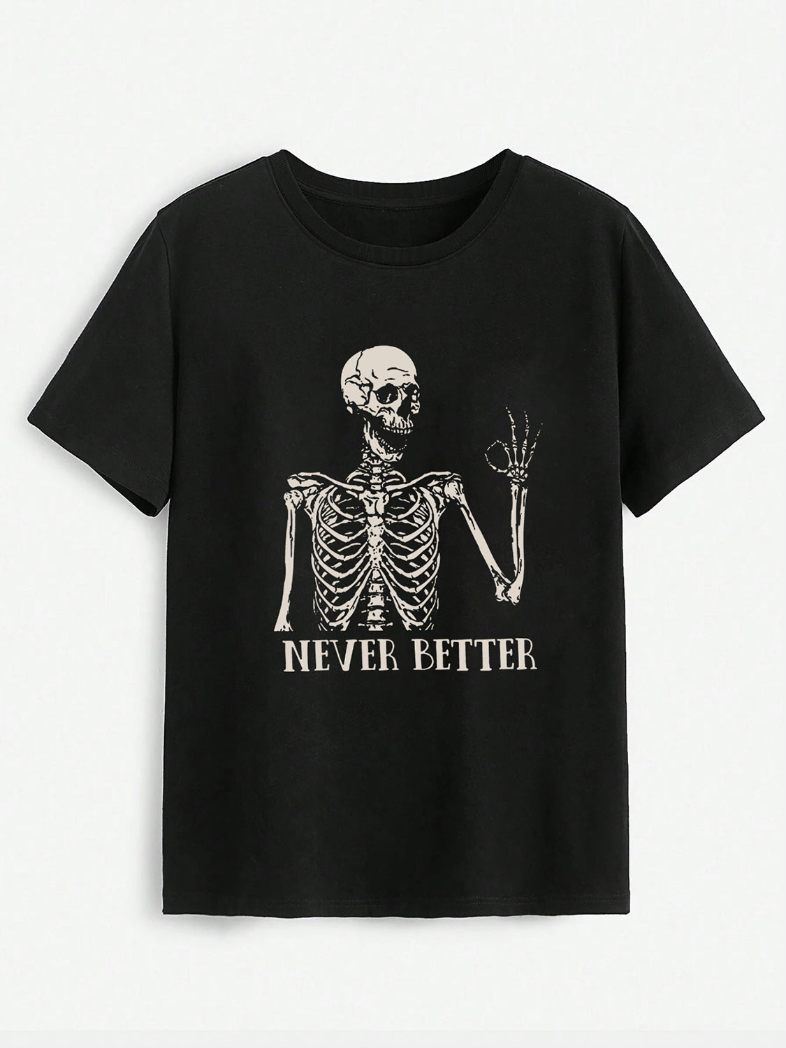 NEVER BETTER Round Neck Short Sleeve T-Shirt-Angel Casuals