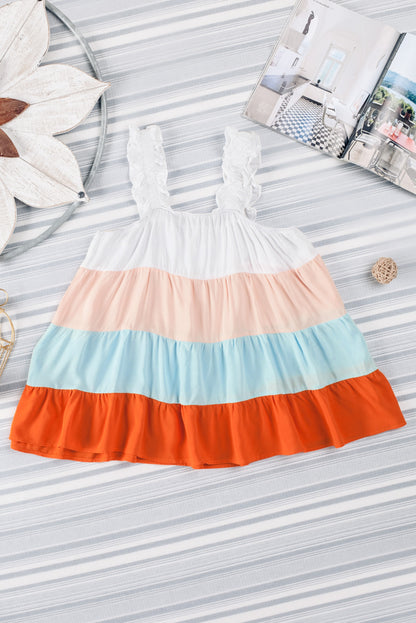 Color Block Ruffle Strap Tank-Angel Casuals