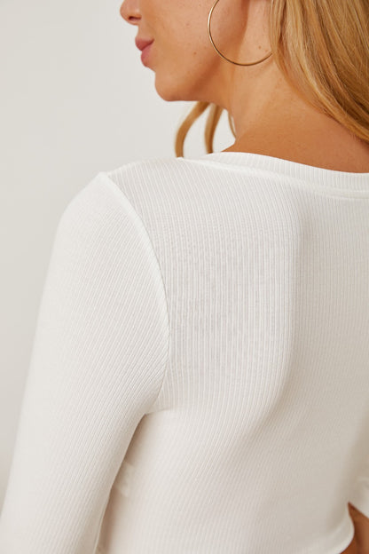 Round Neck Long Sleeve Cropped T-Shirt-Angel Casuals