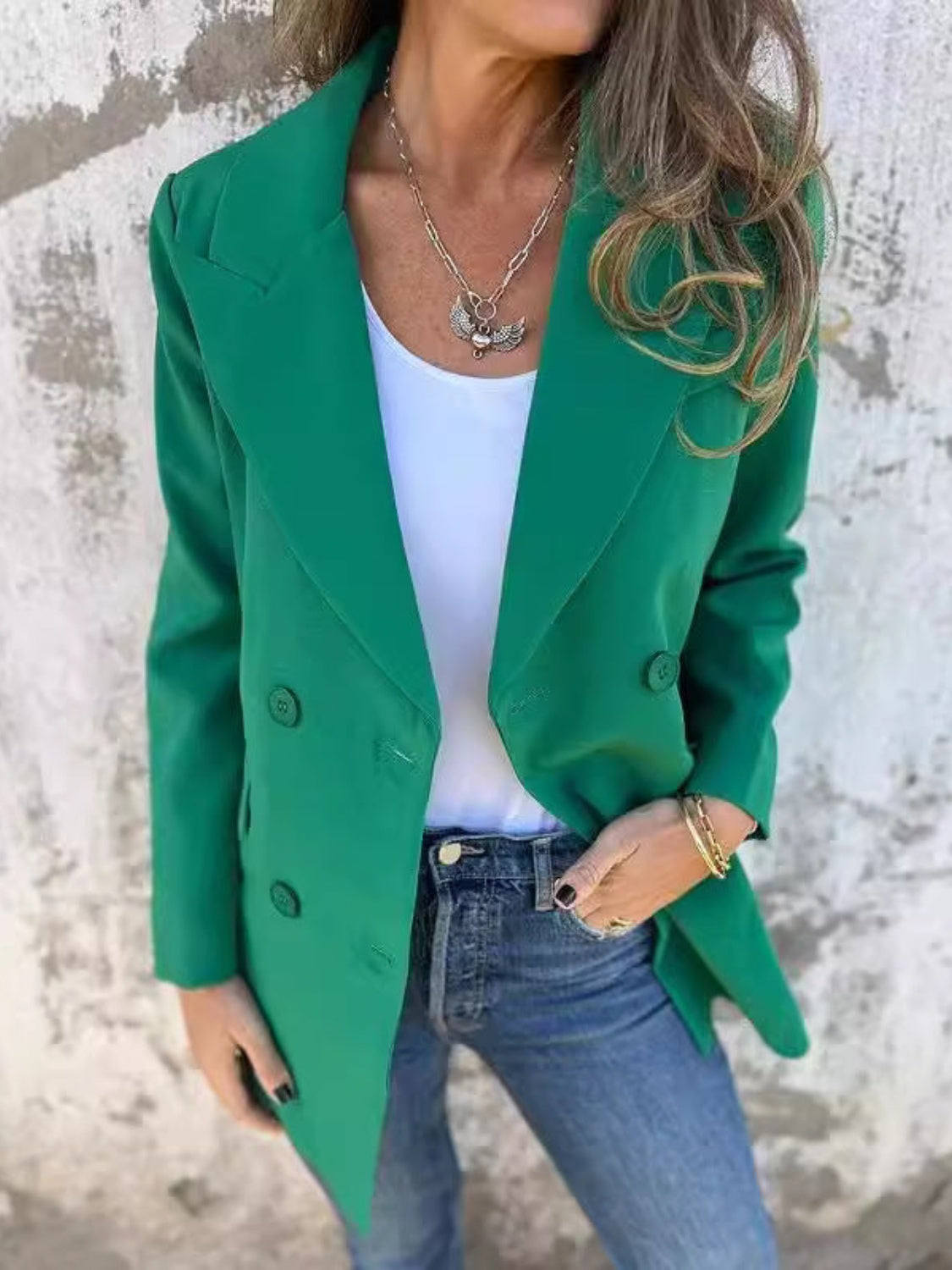 Full Size Collared Neck Long Sleeve Blazer-Angel Casuals