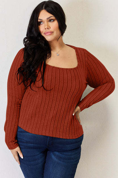 Basic Bae Full Size Ribbed Long Sleeve T-Shirt-Angel Casuals