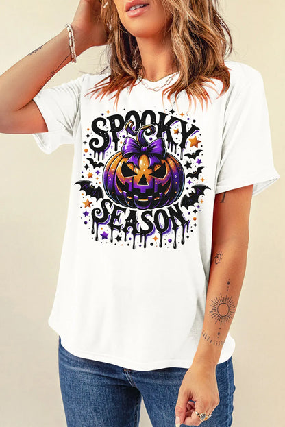 Full Size Jack-O'-Lantern Graphic Round Neck Short Sleeve T-Shirt-Angel Casuals