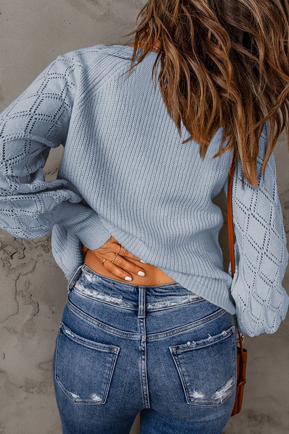 Openwork V-Neck Button Up Cardigan-Angel Casuals