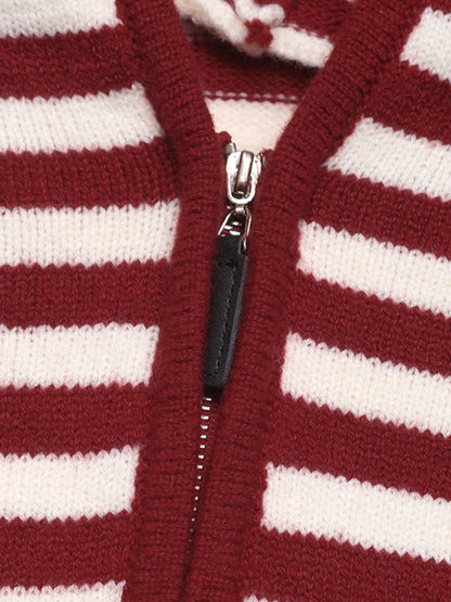 Perfee Striped Long Sleeve Hooded Sweater-Angel Casuals