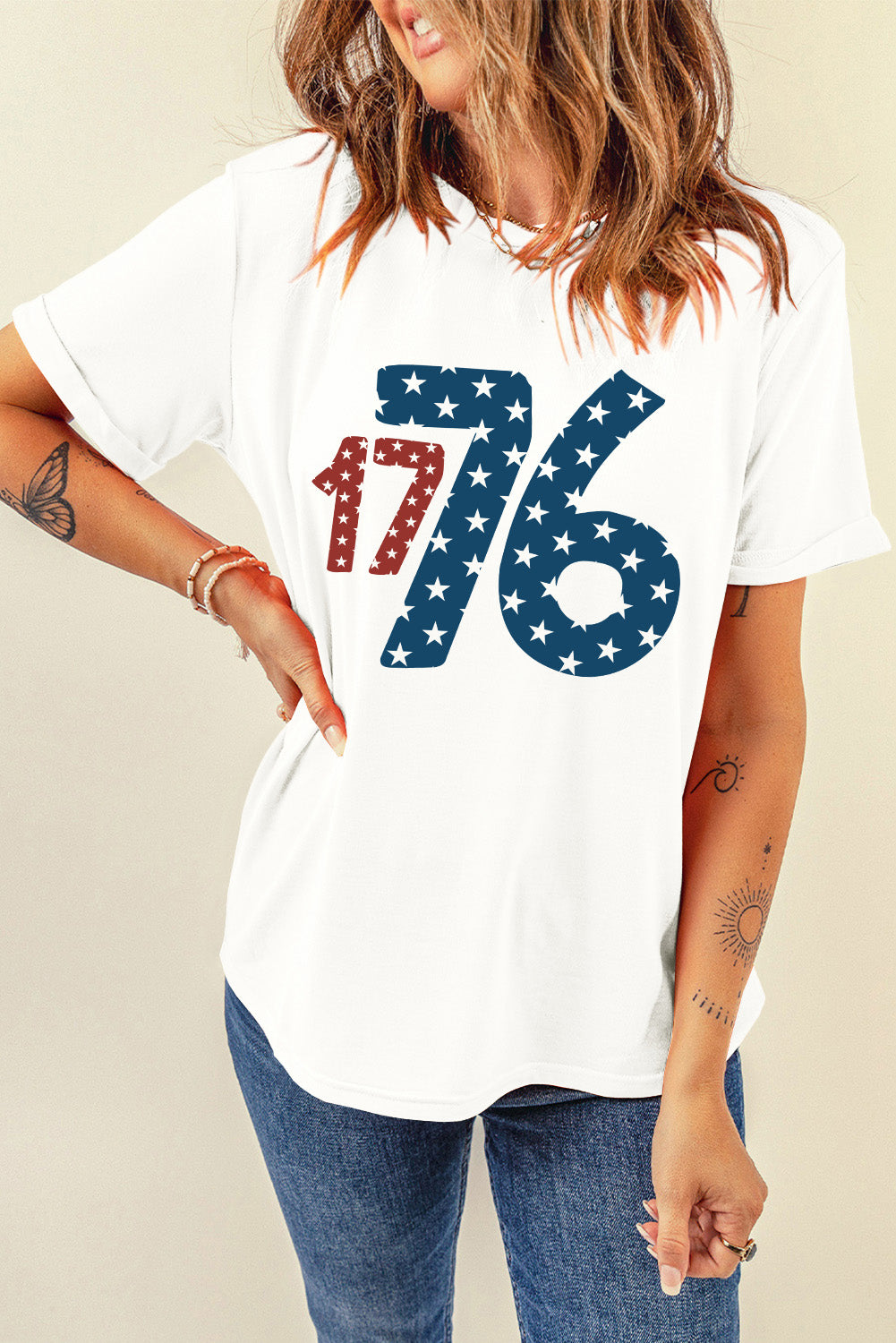 1776 Round Neck Short Sleeve T-Shirt-Angel Casuals