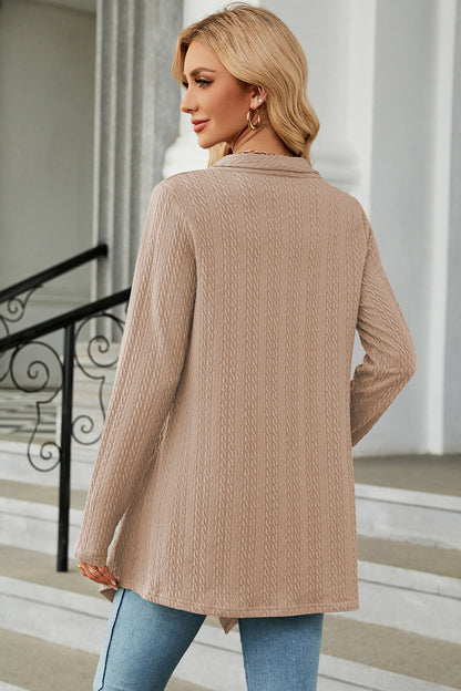 Open Front Long Sleeve Cardigan-Angel Casuals