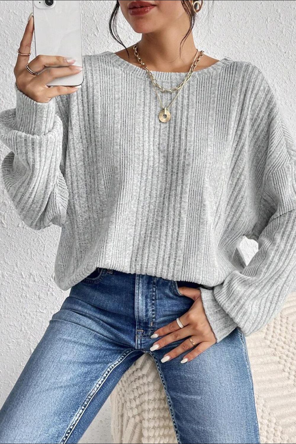 Crossover Backless Long Sleeve Knit Top-Angel Casuals