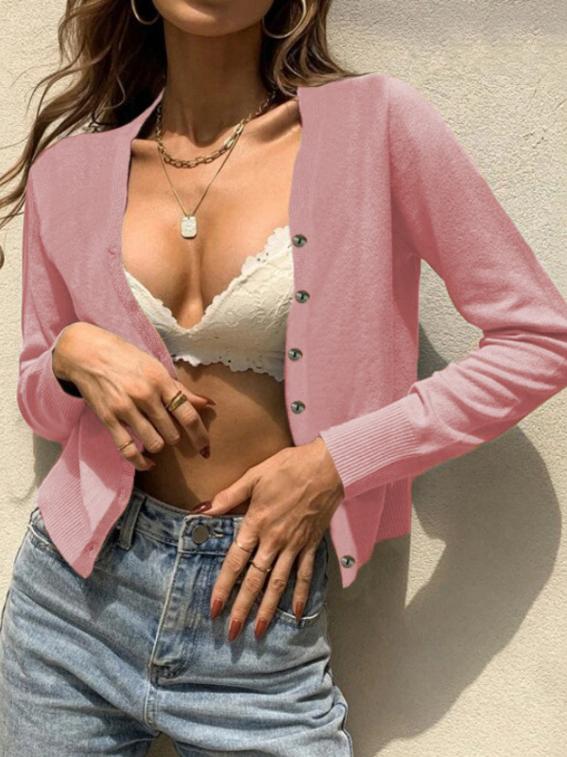 Button Up Long Sleeve Cardigan-Angel Casuals