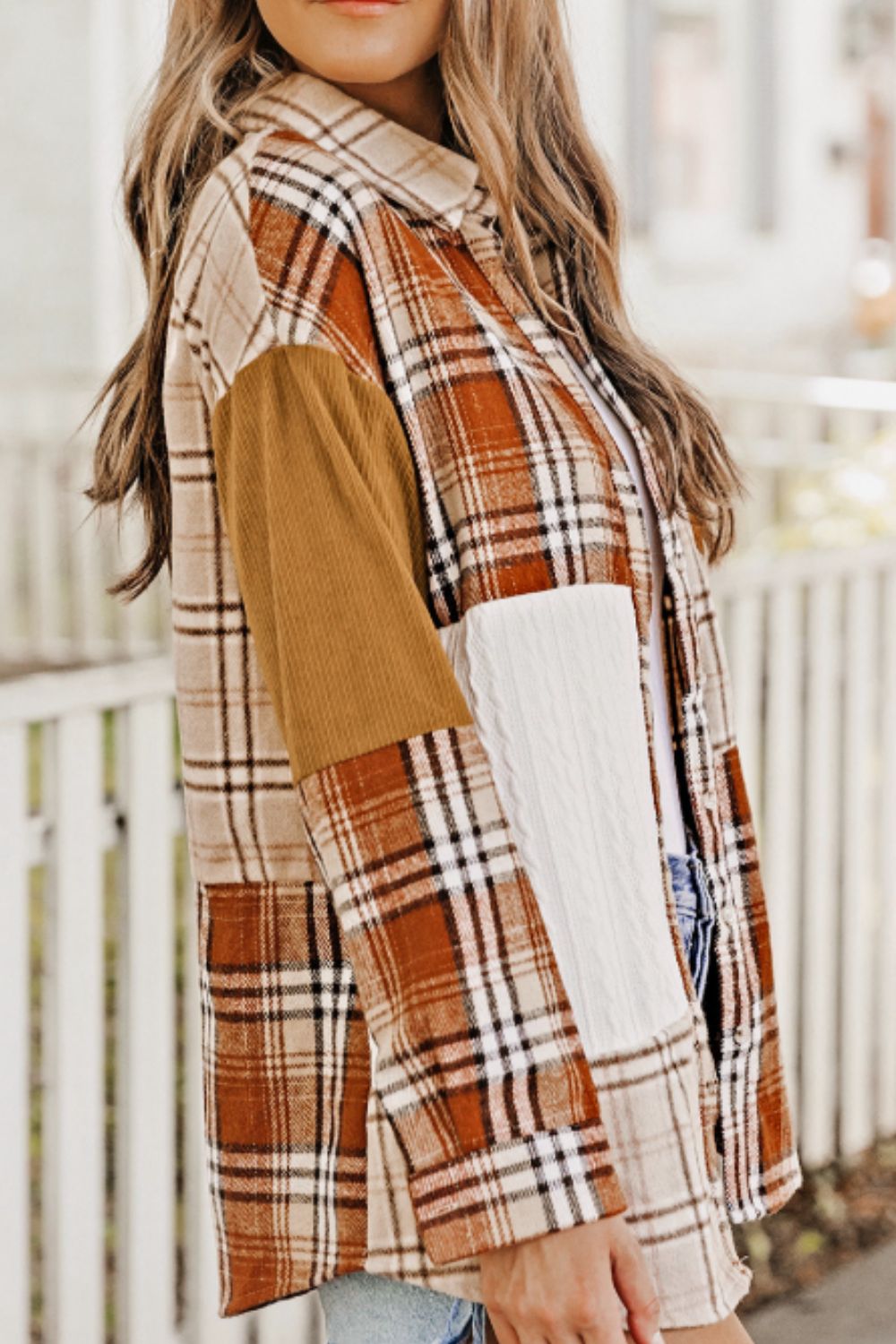 Plaid Button Up Long Sleeve Shacket-Angel Casuals
