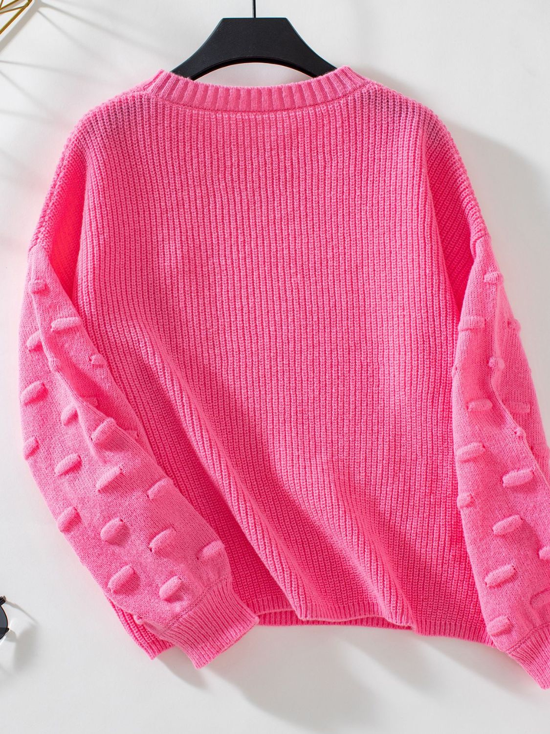 Round Neck Drop Shoulder Sweater-Angel Casuals