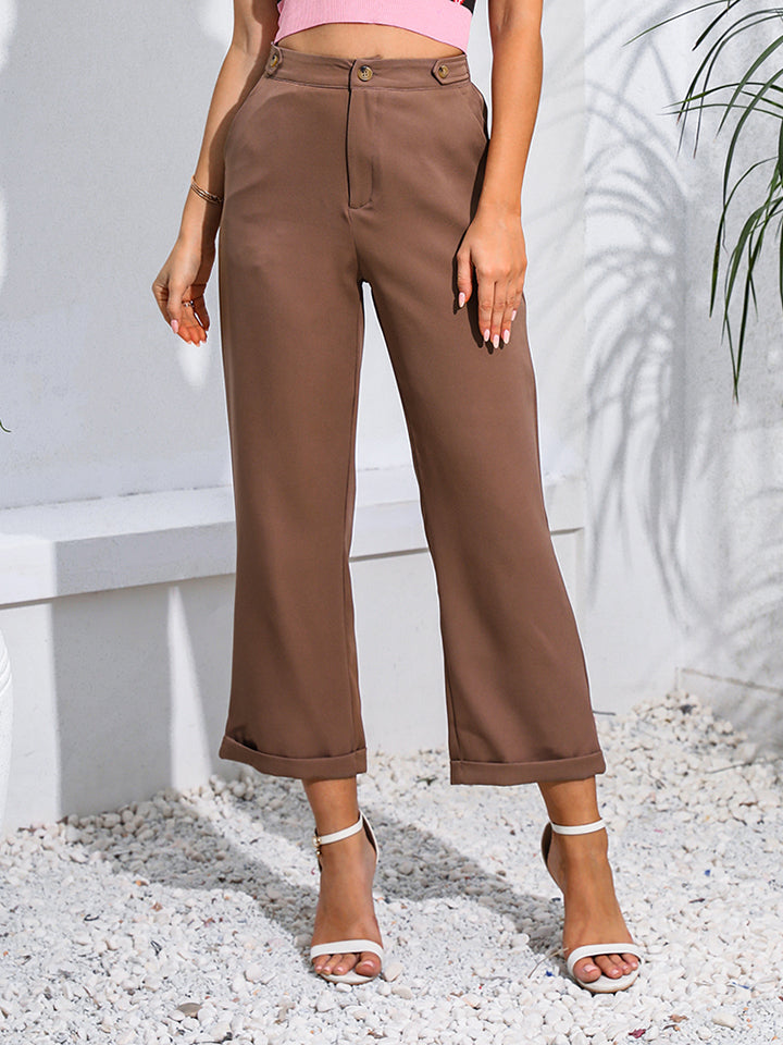 Cropped Straight Leg Pants-Angel Casuals