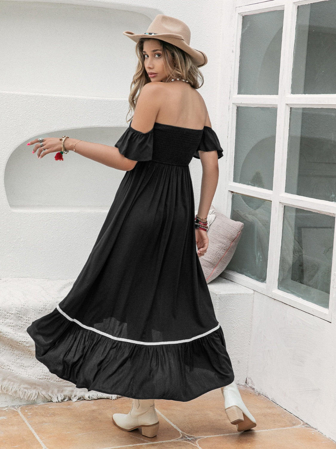 High-Low Off-Shoulder Dress-Angel Casuals