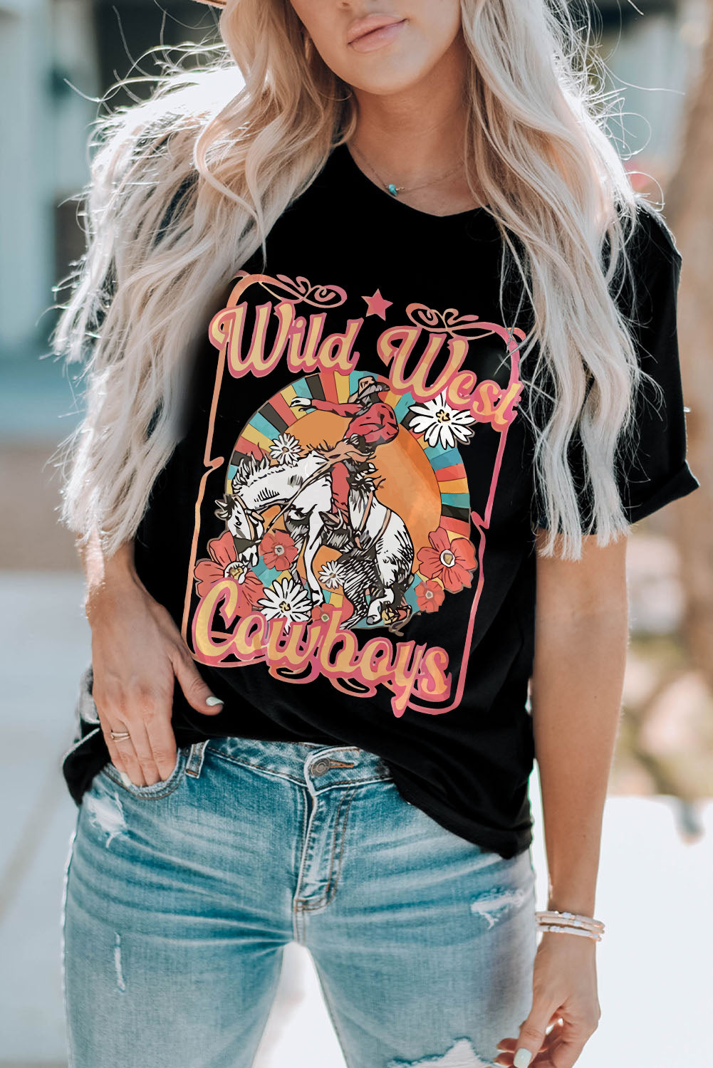 WILD WEST COWBOYS Graphic Tee Shirt-Angel Casuals