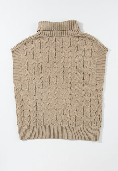 Cable Knit Turtleneck Short Sleeve Sweater-Angel Casuals