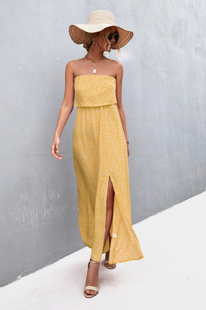 Strapless Split Maxi Dress-Angel Casuals