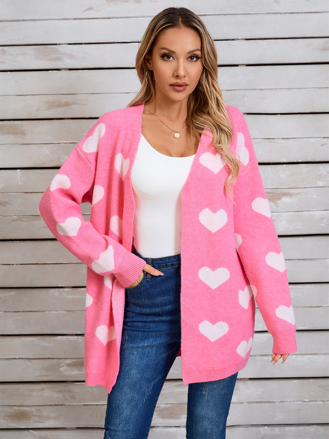 Angel Wings Heart Open Front Long Sleeve Cardigan-Angel Casuals