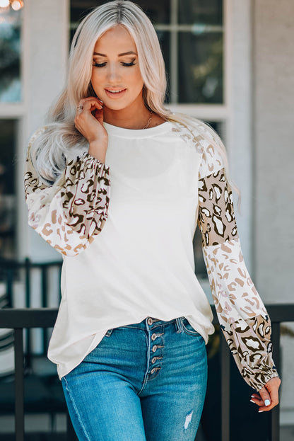 Leopard Round Neck Dropped Shoulder T-Shirt-Angel Casuals