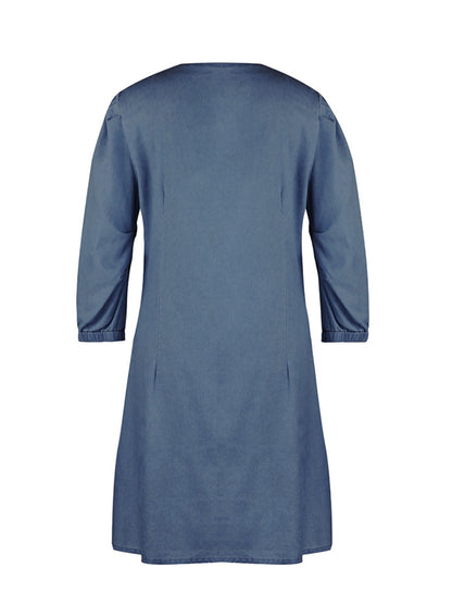 Full Size V-Neck Half Sleeve Dress-Angel Casuals