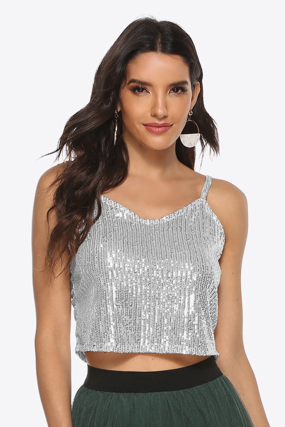 Sequin Cropped Cami-Angel Casuals