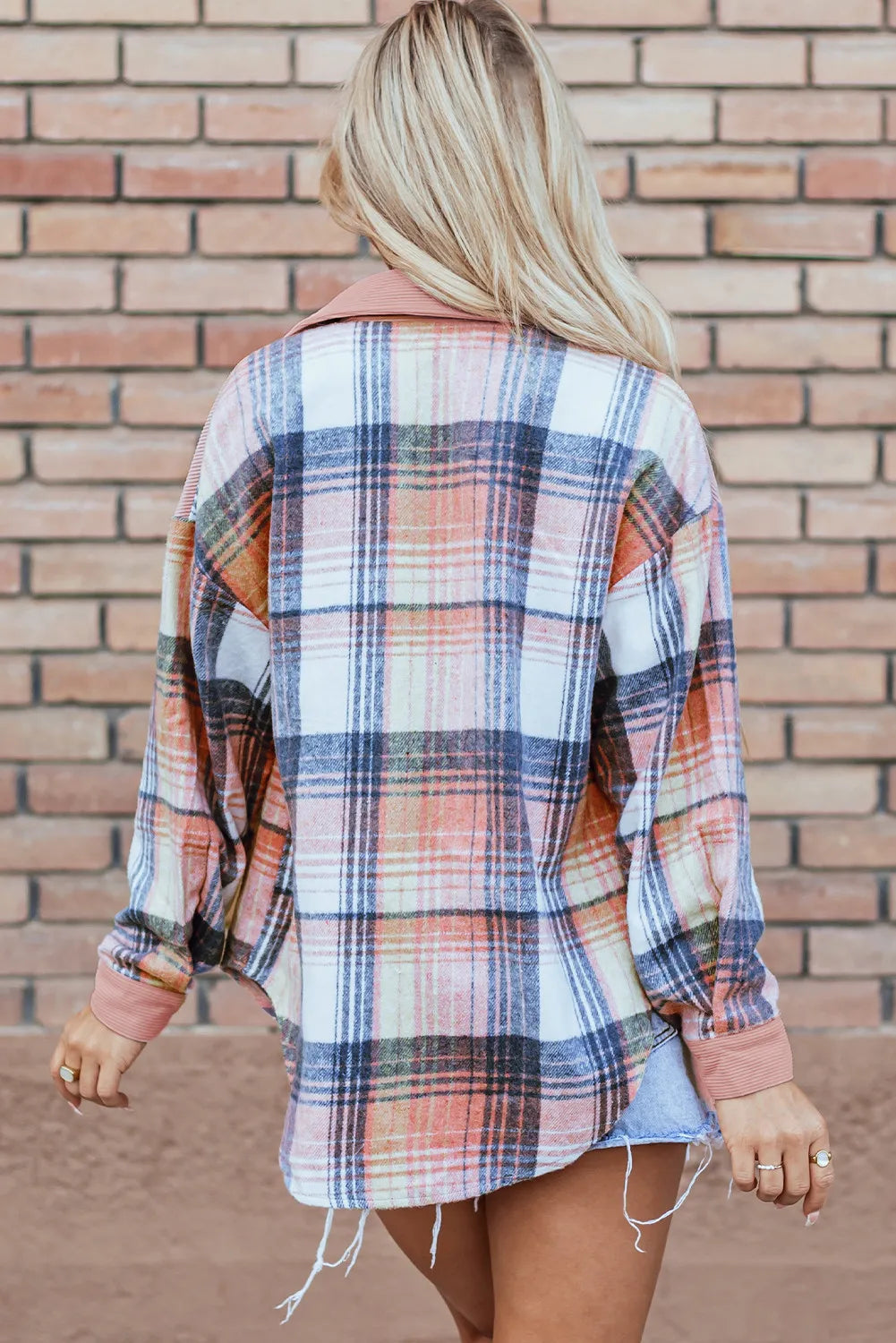Plaid Button Up Long Sleeve Shacket-Angel Casuals