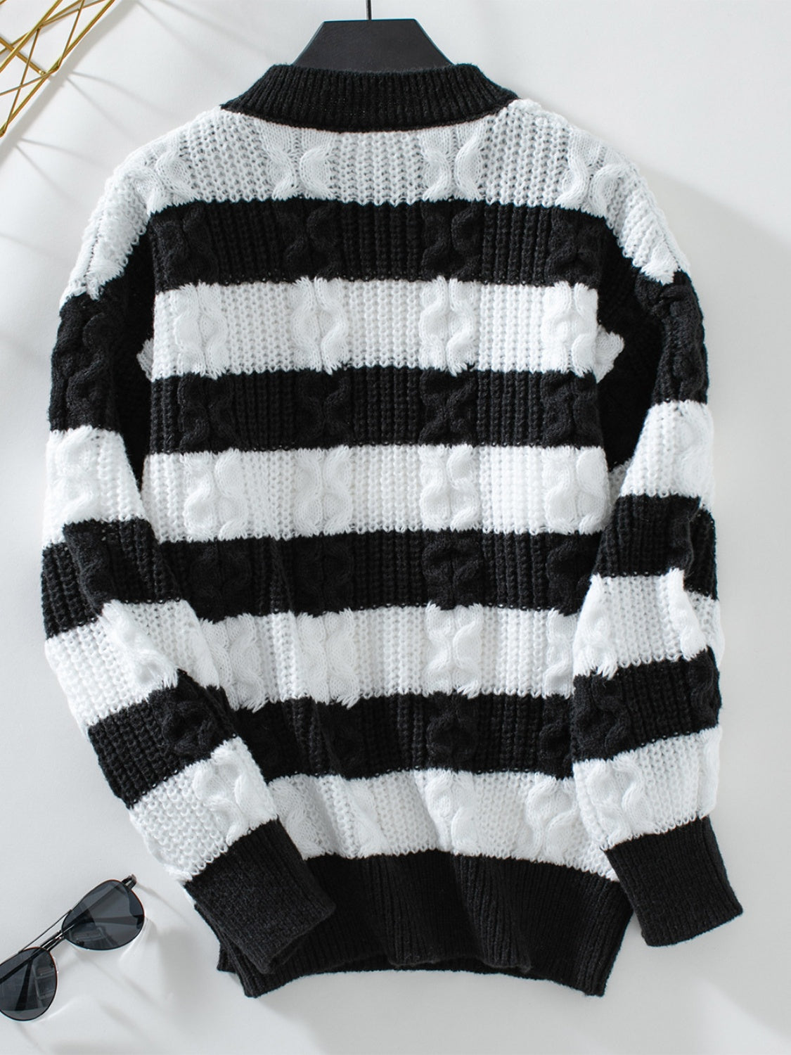 Striped Round Neck Long Sleeve Sweater-Angel Casuals