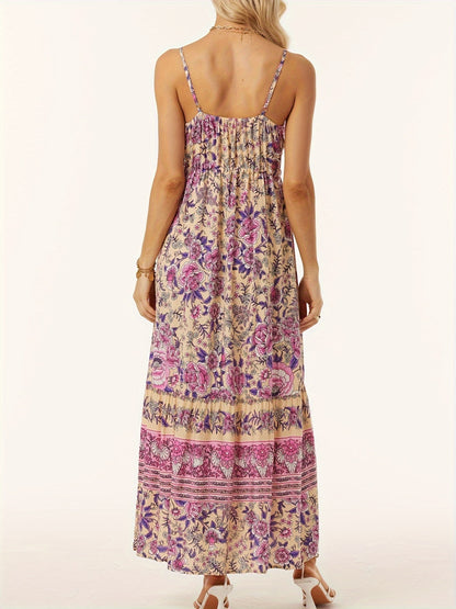 Printed Scoop Neck Midi Cami Dress-Angel Casuals