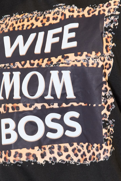 Simply Love WIFE MOM BOSS Leopard Graphic T-Shirt-Angel Casuals