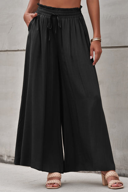 Drawstring Waist Wide Leg Pants-Angel Casuals