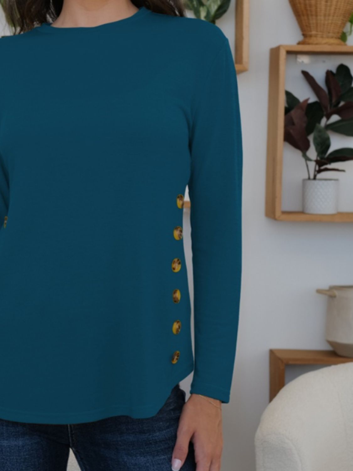 FAM-FAM Round Neck Long Sleeve T-Shirt-Angel Casuals