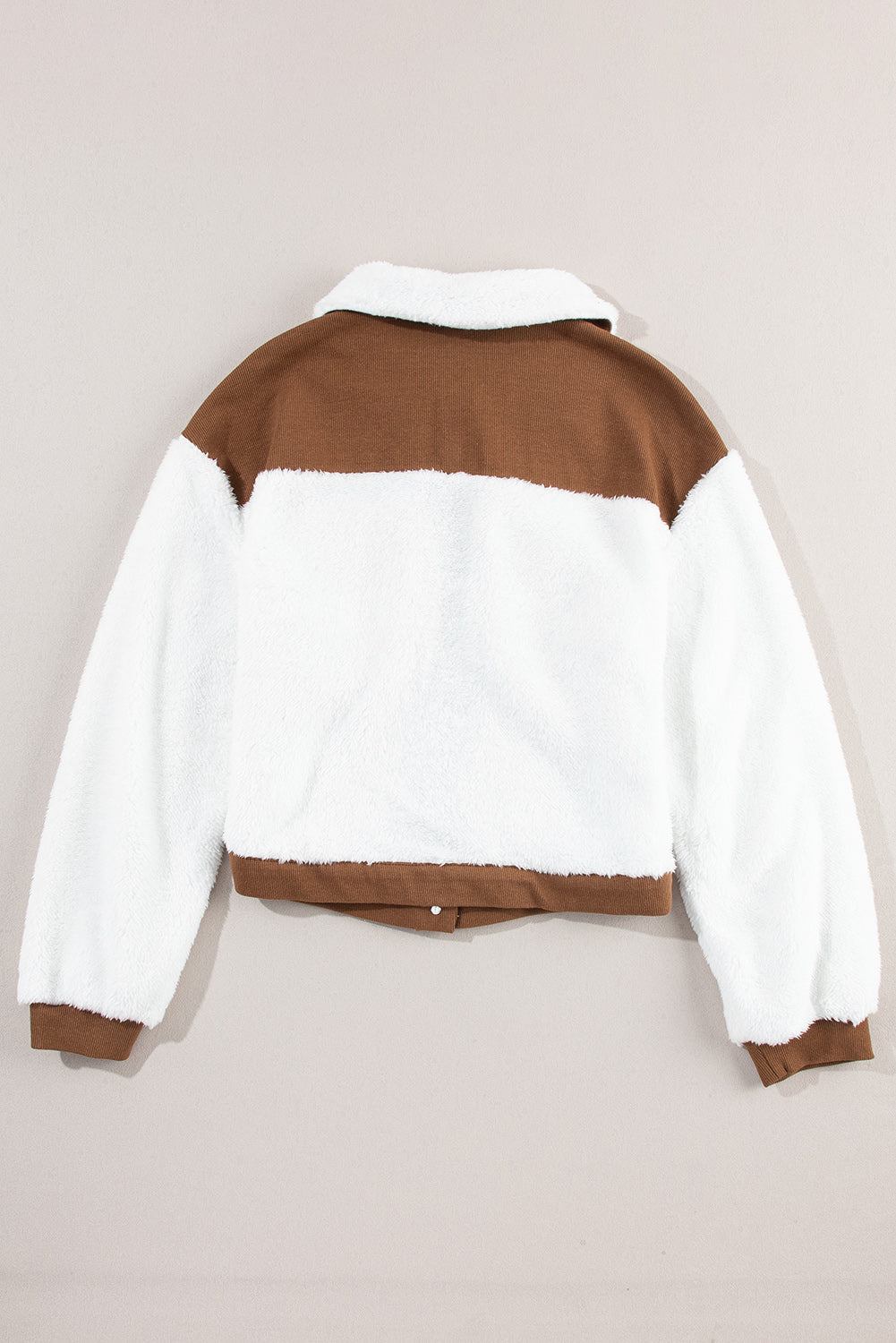 Corduroy Contrast Patchwork Fuzzy Jacket-Angel Casuals