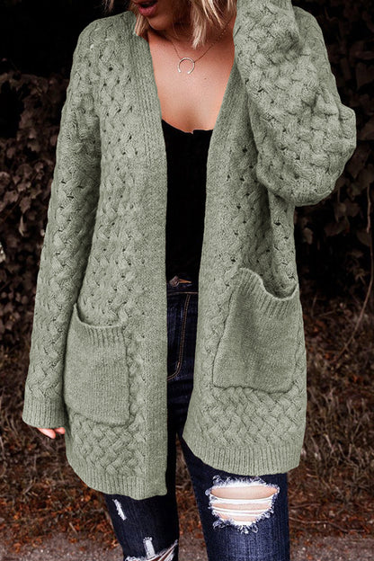 Open Front Dropped Shoulder Cardigan with Pockets-Angel Casuals