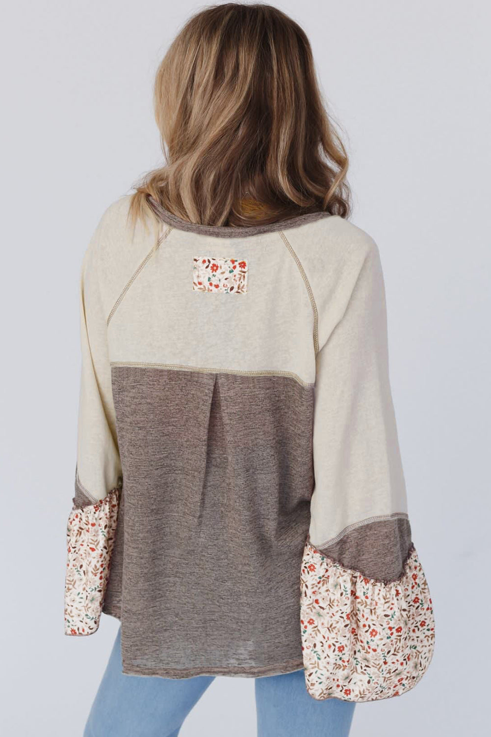 Floral Half Button Long Sleeve T-Shirt-Angel Casuals