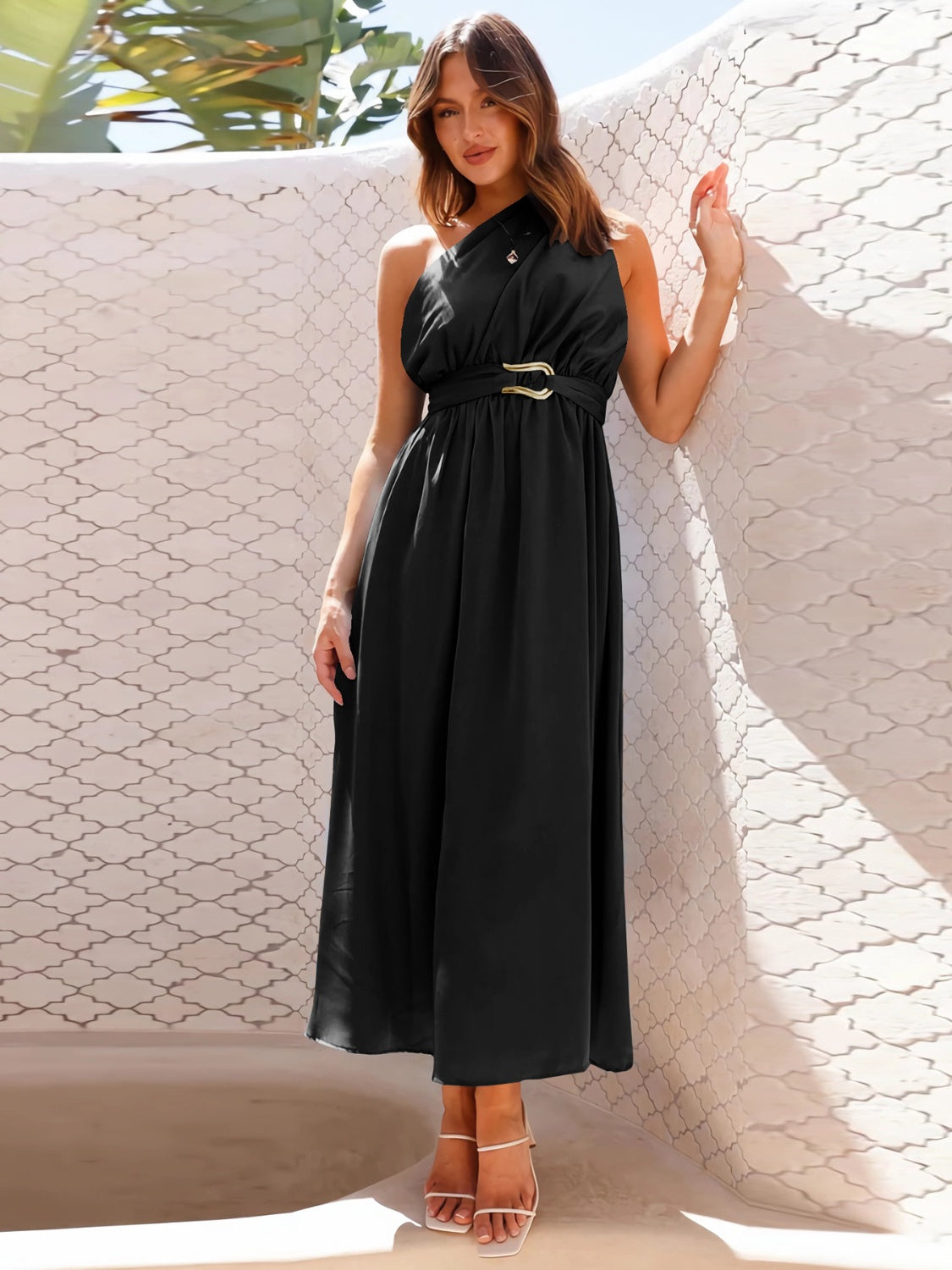 Single Shoulder Midi Dress-Angel Casuals