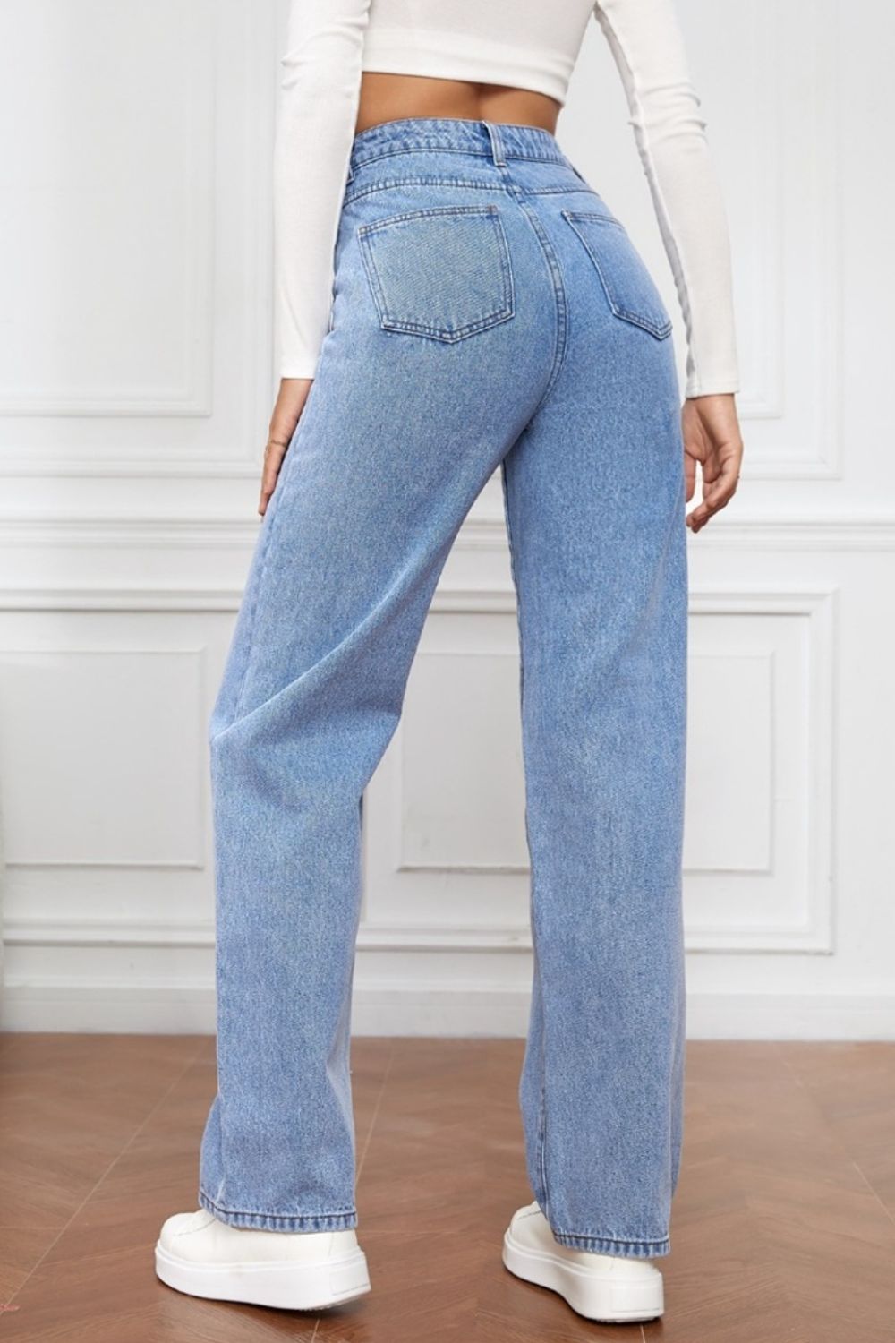 High Waist Straight Jeans-Angel Casuals