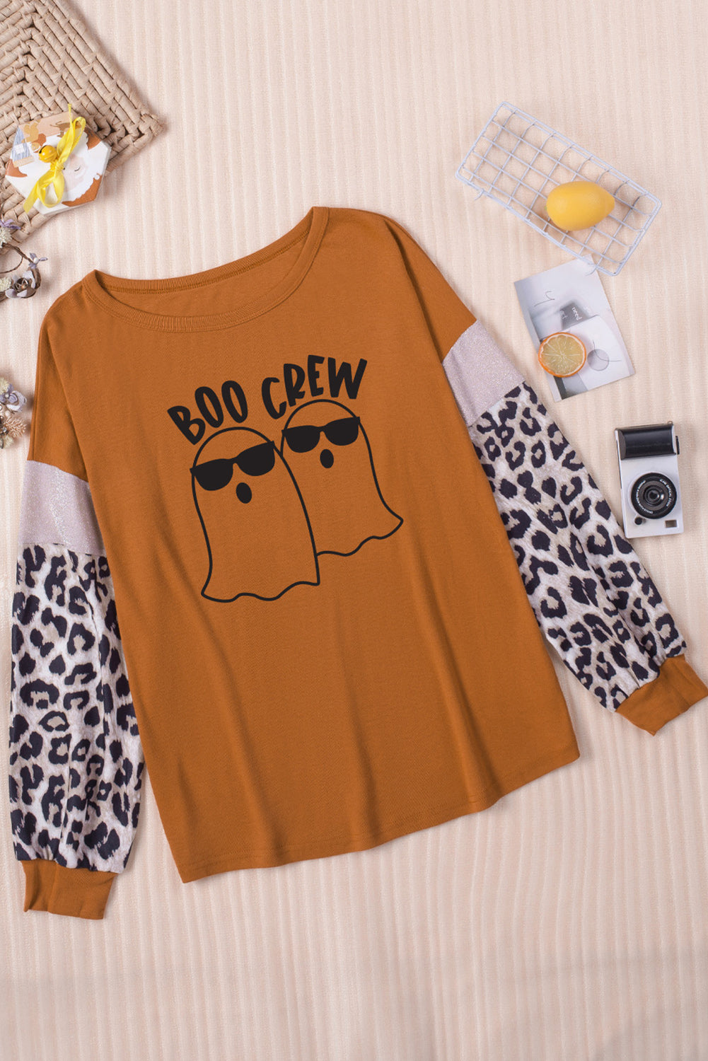 BOO CREW Ghost Graphic Round Neck T-Shirt-Angel Casuals