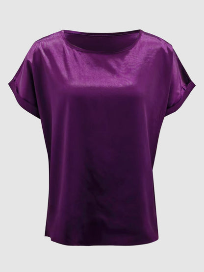 Round Neck Short Sleeve T-Shirt-Angel Casuals