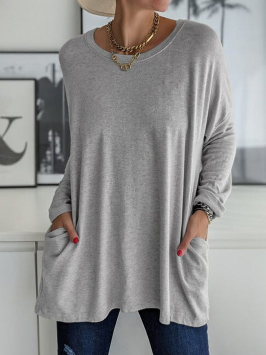 Full Size Round Neck Long Sleeve T-Shirt-Angel Casuals