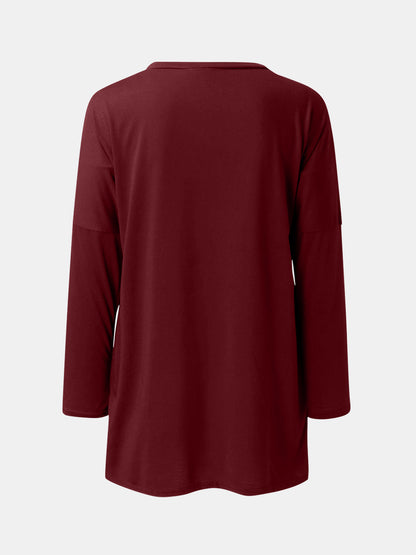 Full Size Round Neck Long Sleeve T-Shirt-Angel Casuals
