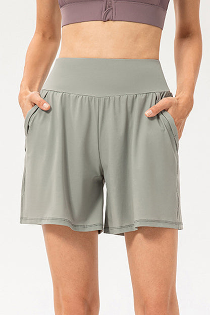 Pocketed Elastic Waist Active Shorts-Angel Casuals