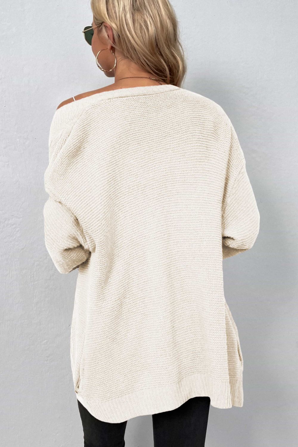 Cable-Knit Open Front Cardigan with Pockets-Angel Casuals