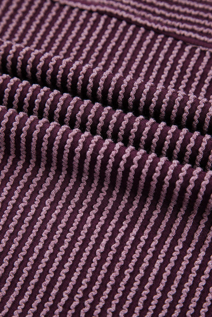 Corded Knit Mock Neck Short Sleeve T Shirt-Angel Casuals