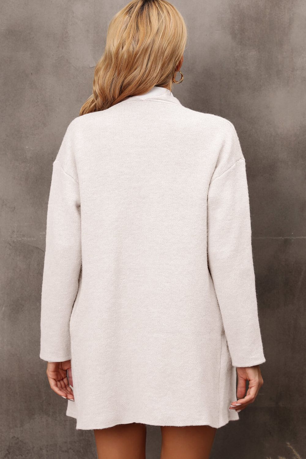 Waterfall Collar Longline Cardigan with Side Pockets-Angel Casuals