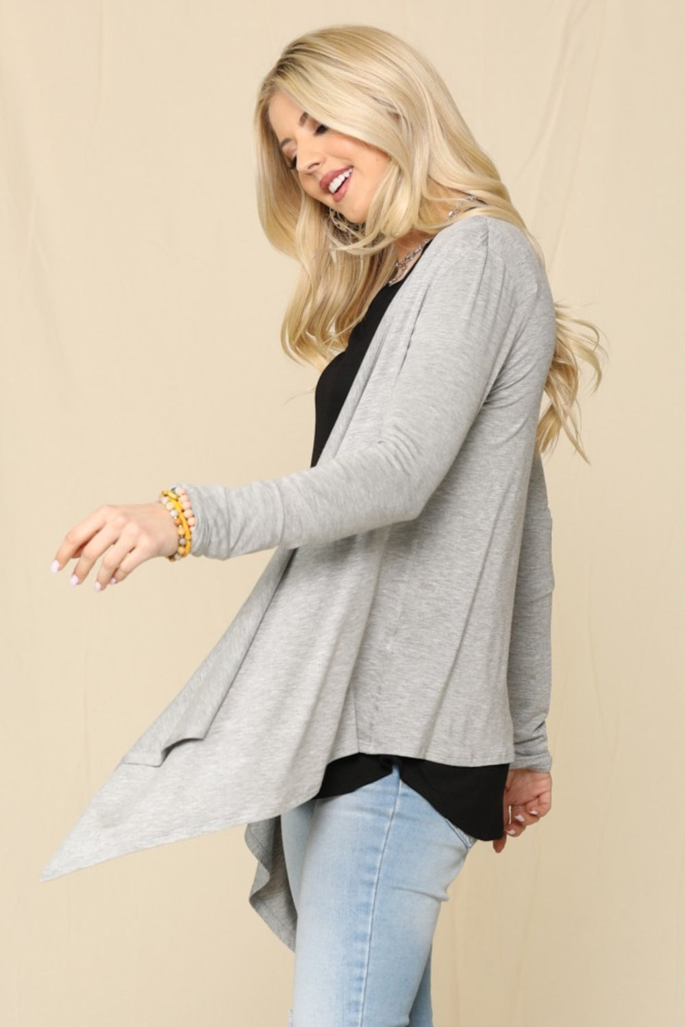 Celeste Full Size Open Front Knit Cardigan-Angel Casuals