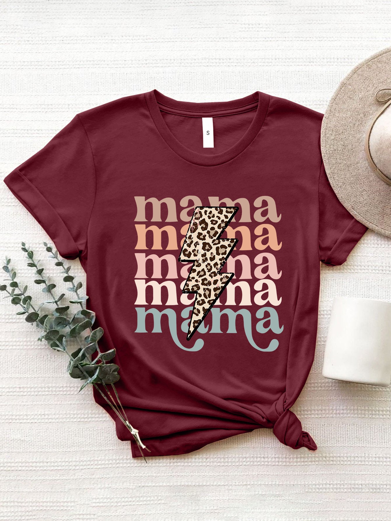 MAMA Round Neck Short Sleeve T-Shirt-Angel Casuals